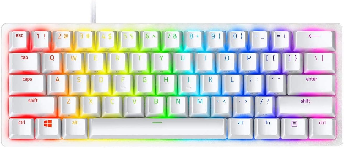 Razer Huntsman Mini 60% Clicky Optical-Mechanical (Purple Switch) Gaming Keyboard - Mercury White Razer Huntsman Mini 60% Clicky Optical-Mechanical (Purple Switch) Gaming Keyboard - Mercury White